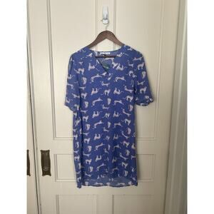 Michelle McDowell Novelty Cat Print Shift Dress Womens Size Small Blue NWT